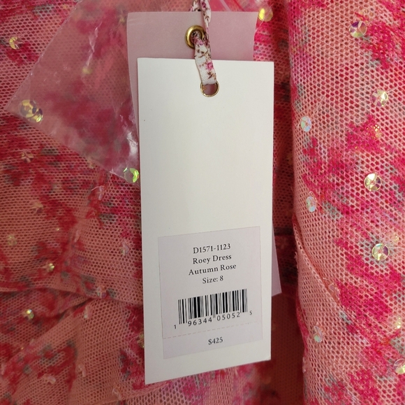 NWT LoveShackFancy Roey Mini Ruffle Dress Size 8 Autumn Rose - Picture 13 of 13